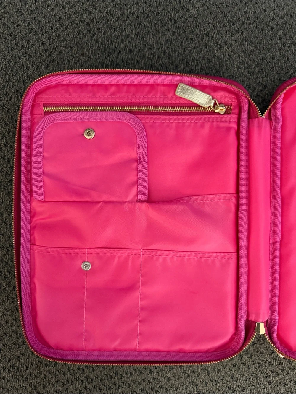 Lilly Pulitzer Turquoise, Pink & Lime Printed zip Tablet case with Gold Logo